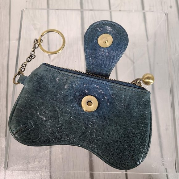 SHIH leather coin purse keychain green - Picture 3 of 7